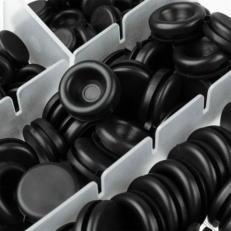 200pcs Blanking Grommets Gasket Rubber Closed Gromet Blind Plug Bungs Dust-Proof Coil Ring Single-Sided Circular Ring Sets