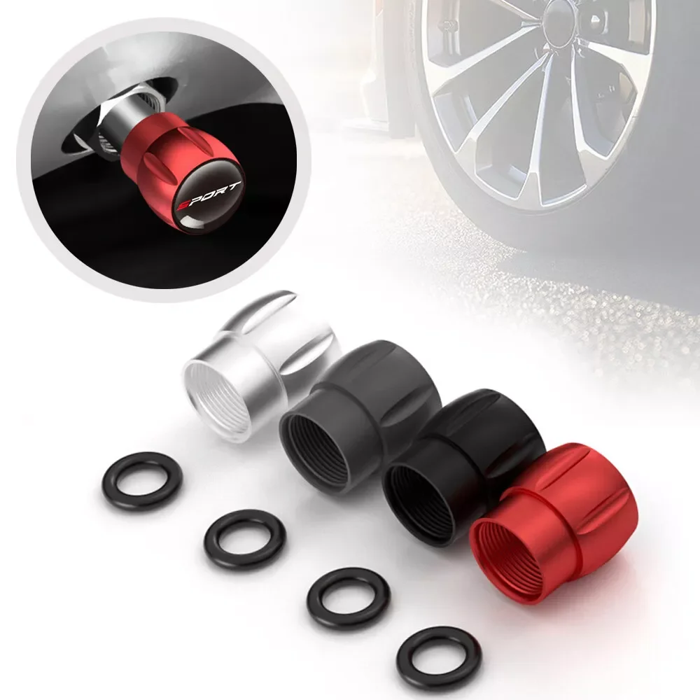 4pcs Metal Car Black Aluminium Metal Alloy Tire Rim Valve Air Port Dust Cover Stems Caps Tire Valve Universal Car Accessories