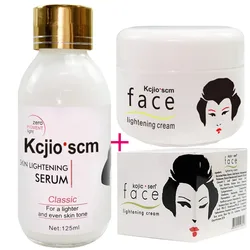 125ml Kojic Acid Whitening Serum Strong Brightening Fade Stubborn Dark Spots and 50g Lightening Face Cream Set For Black Skin
