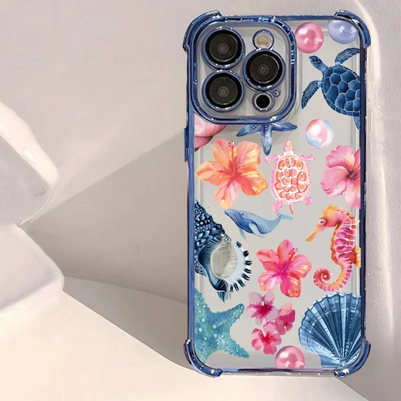 Ocean Jellyfish Shark Scenery Clear Soft Phone Case Cover
