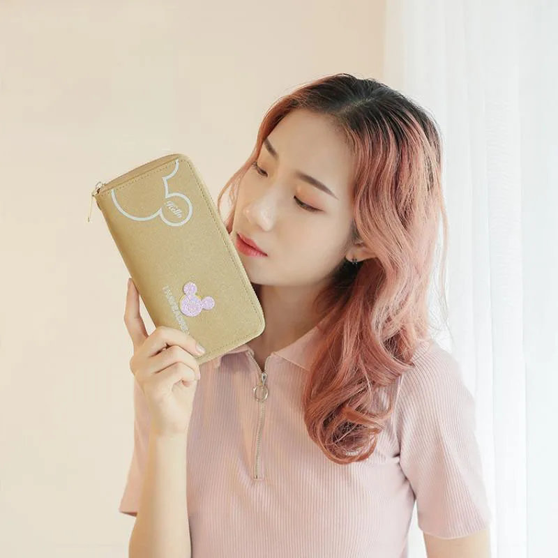 

Disney Mickey Mouse Kawaii Avatar Wallet New Multi-Function Cartoon Long Short Lady Purse Ins Fashion Handbag Pu Material