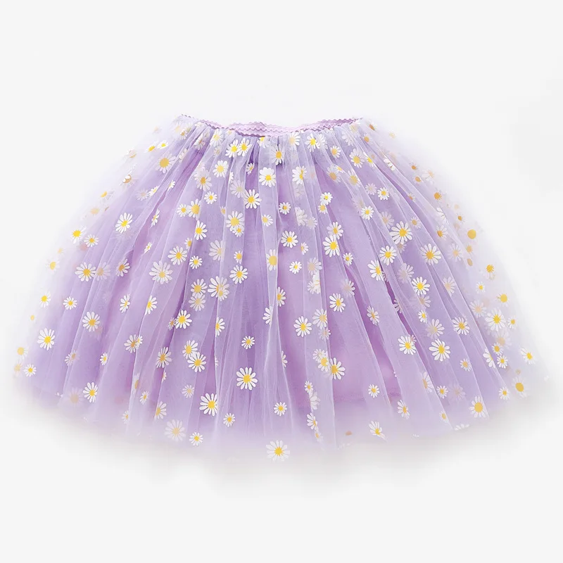 Summer New Fashion Toddler Girls Flower Tutu Skirts Fresh Color Casual Bottomst Cute Daisy School Girl Mesh Skirt 3-12T