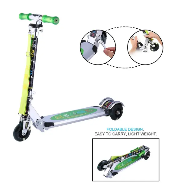 3 Wheel Adjustable Height Aluminum Alloy Children Scooter Foldable Shock Absorption Outdoor Play Stroller Scooter Toy 5