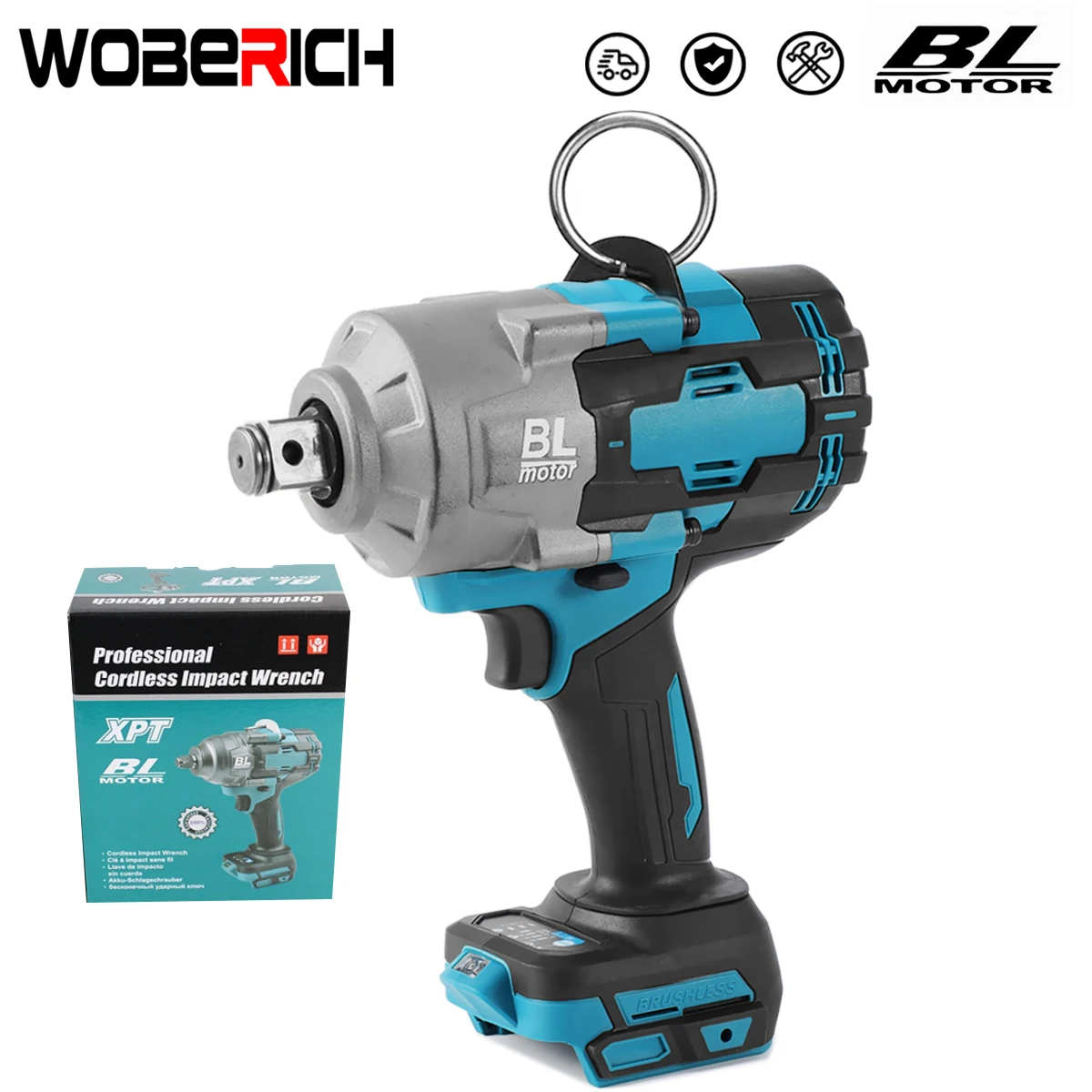 

Brushless Electric Impact Wrench High Torque 1000N.m Cordless Wrench 1/2 inch Rechargeable For Makita 18V Battery By WOBERICH
