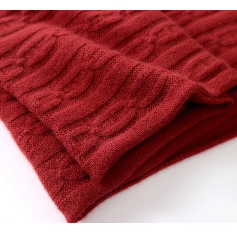 100 % Kaschmir Herbst Winter Dreilagiges Twist-Muster Unisex-Schal Halswärmer Schal Kältebeständige, verdickte Halsmanschette – Detail 23