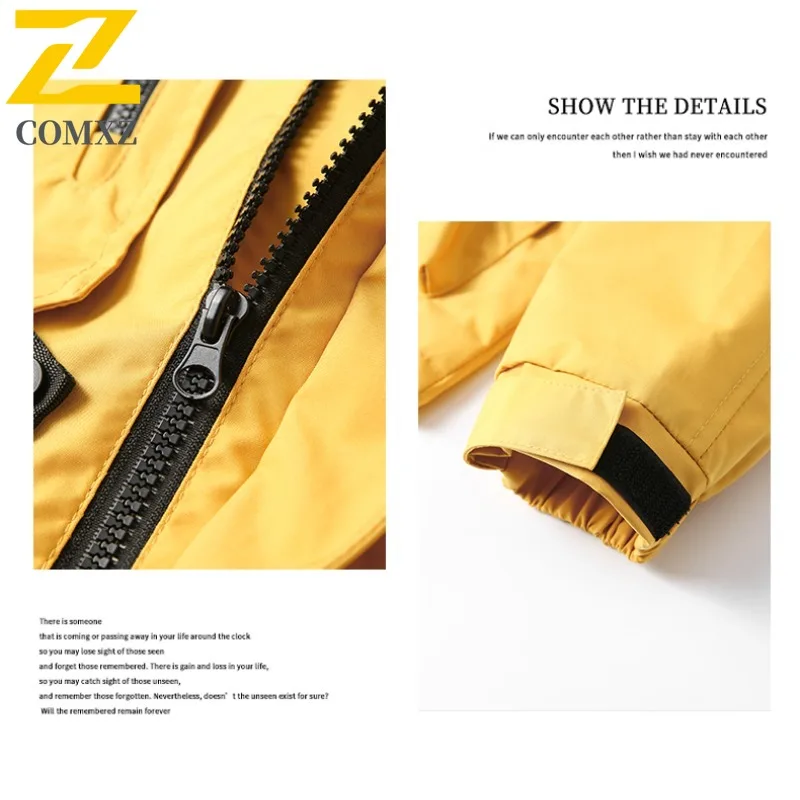 Men's Mountain Outdoor Jacket Korean Style Windproof Waterproof Hiking Coat Tactical Workwear Parka with Hood Multi-Pockets 2025