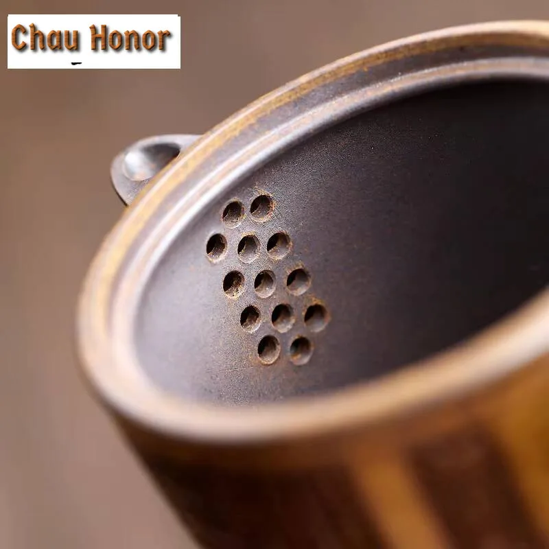 250ml Antique Yixing Purple Clay Teapots Master Handmade Carve Landscape Pot High Temperature Raw Ore Mud Kettle Zisha Tea Set