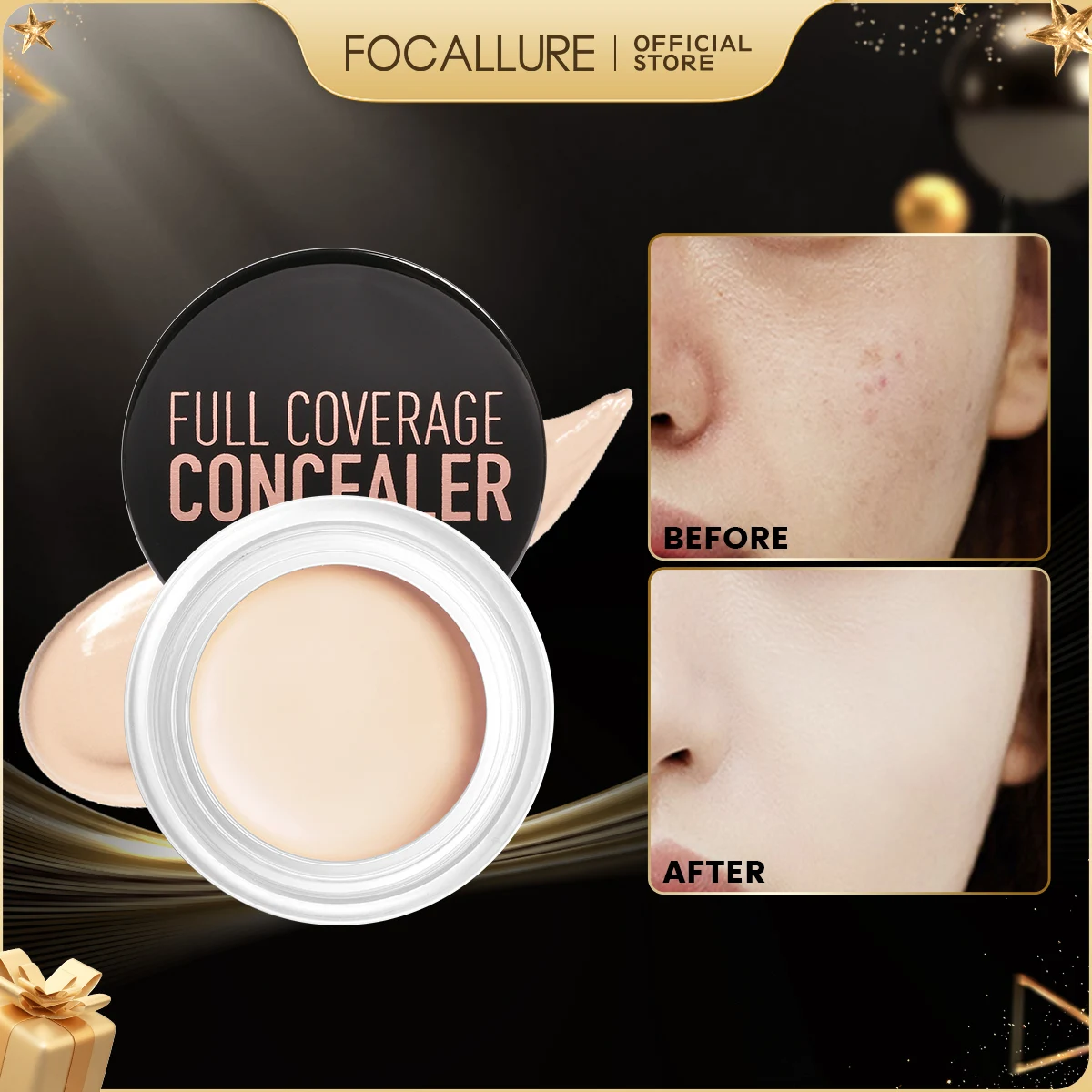 Concealer Cream FOCALLURE Waterproof Full Coverage Long-lasting Oil-control Moisturizing Lightweight Foundation Makeup Cosmetics