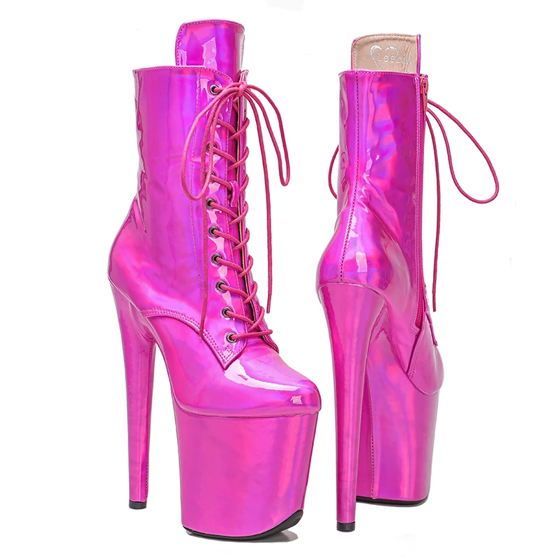 Leecabe  20CM/8inches Pole dancing shoes High Heel platform Boots closed toe Pole Dance hight boot