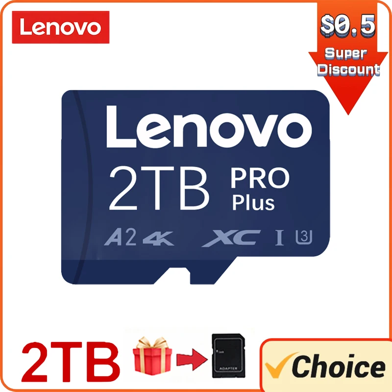 Lenovo 2Tb Sd Memory Card 64Gb 128Gb Sd/Tf Flash Card Mini Sd Card Class10 Flash Memory Card Con Pacchetto Adattatore Sd Gratuito