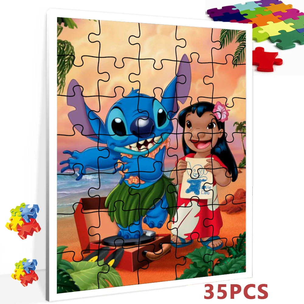 Cute Stitch Puzzle Game Disney Cartoon Q Version Jigsaw Puzzles Big Head  Stitch Toys Gift Lilo and Stitch Characters Puzzle Game - AliExpress