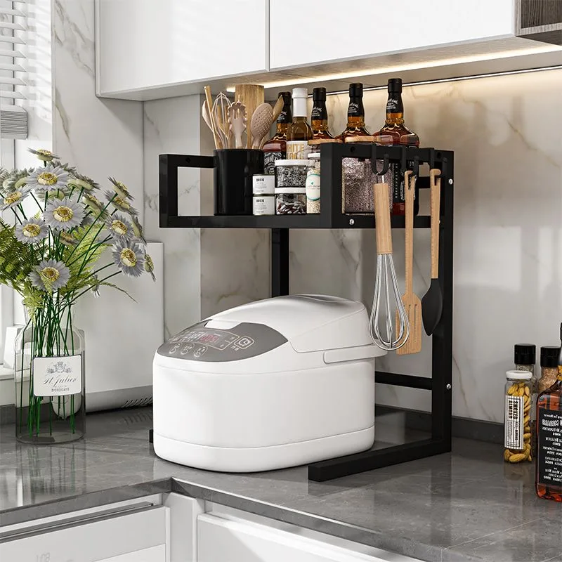 1pc Kitchen Countertop Storage Shelf Pull Out Air Fryer Rack Multi Functional Oven Storage Adjustable Height Kitchen Organizers 5
