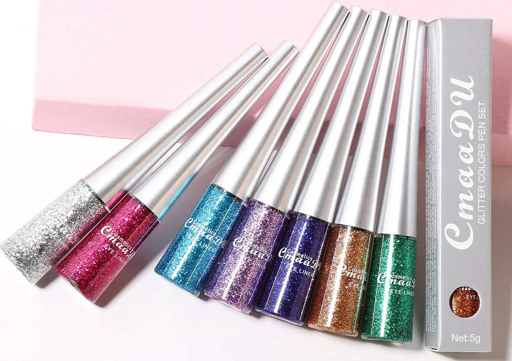 CmaaDu Rich Colour Liquid Eye Liner Pigment Silver Highly Glitter Waterproof Long-Wearing Precise Eyleliner Cosmetic Makeup liquid eyeliner