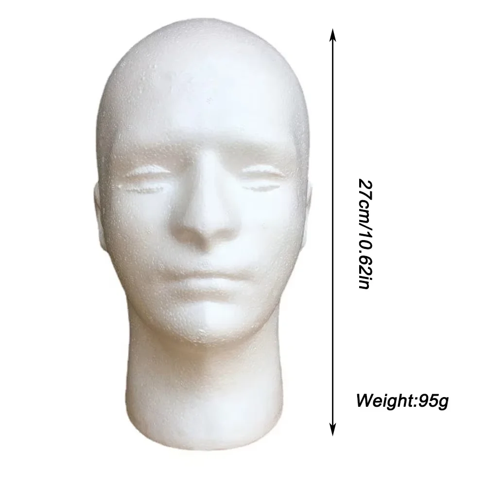 Espositore per Cappelli, Occhiali e Parrucche - Modello Testa di Manichino in Schiuma Bianca - immagine 5