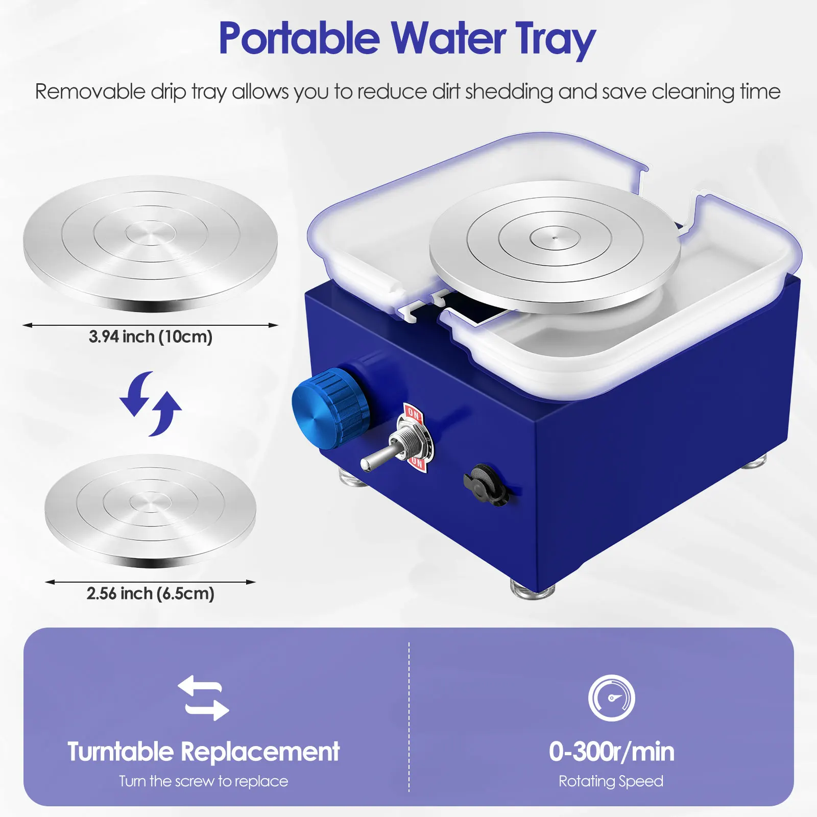 Pottery Wheel Ceramic Tools Ceramic Wheel Easy Operation Pottery Wheel Home Square Mini Water Basin Miniature Child Teach Pottery Drawing Clay Machine