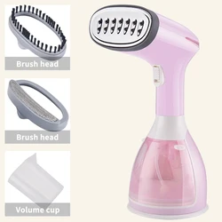 Compact 1500W Handheld Garment Steamer with 280ml Tank for Fast-Heat Fabric Care (Pink)
