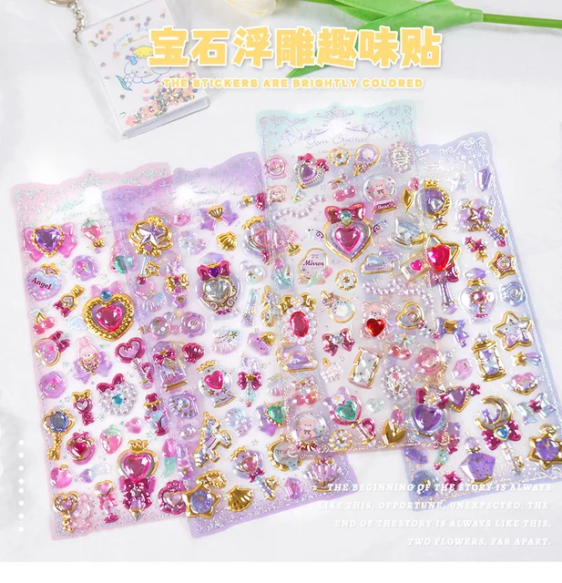 2 Sheets Glitter Stickers Cute Cartoon Unicorn Bling Sequin Shake