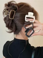 4pcs Women's Square Lightweight Hair Claw Clip Fashionable Elegant Hair Accessory Clip Suitable Hair Styling Makeup 1