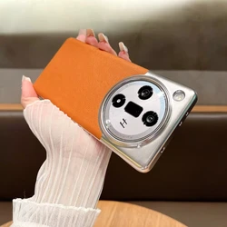 Luxurious PU Leather Protective Back Cover - Premium Full Coverage Phone Shell for Find X7 (Orange)