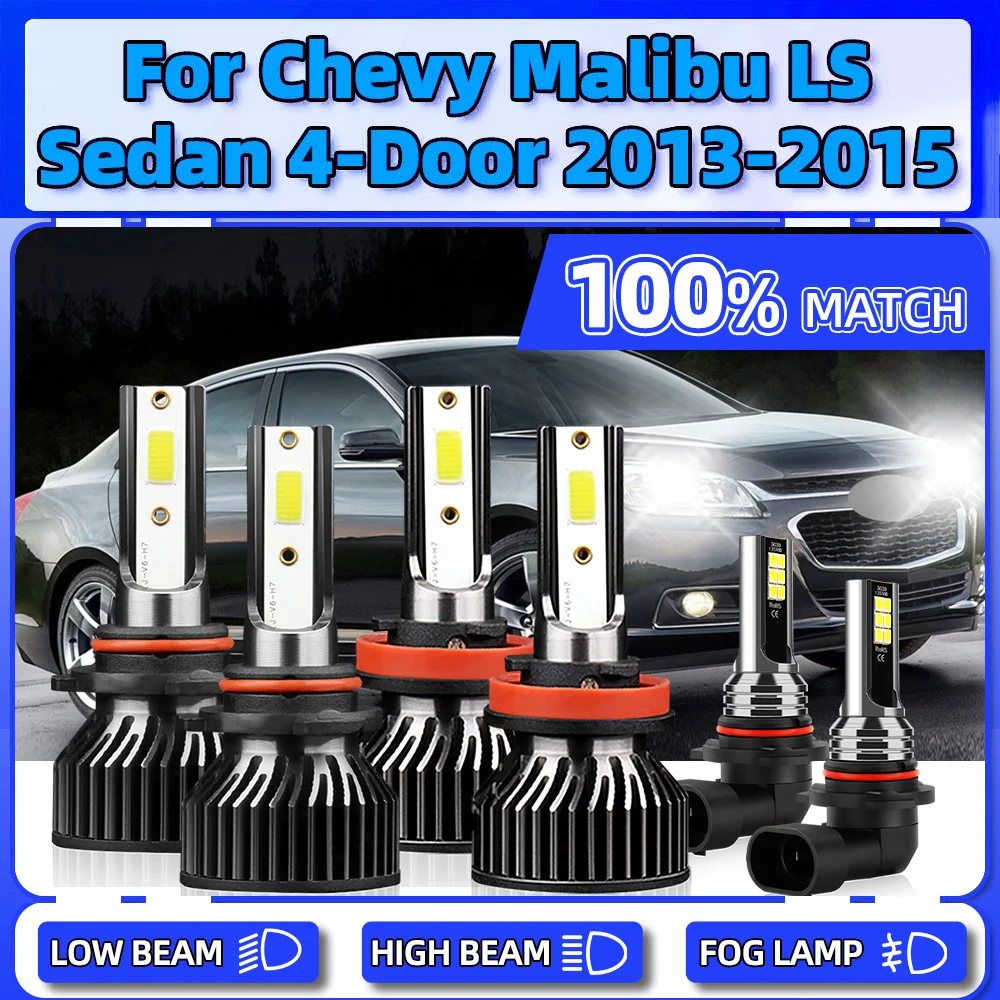 

LED Headlight Bulbs 360W Turbo Car Headlamps 12V 6000K Plug And Play Fog Lights For Chevy Malibu LS Sedan 4-Door 2013 2014 2015