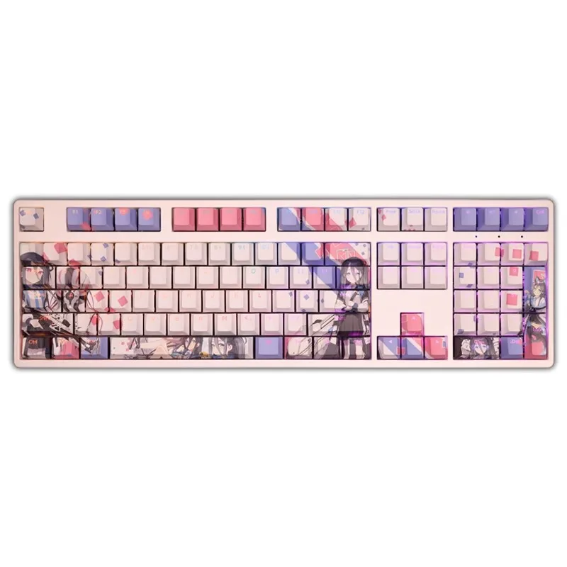 Backlit Anime Game Key Caps Arquivo Azul Elldou Arisu Pbt Tintura Subbed 61 87 104 108 Layout Perfil de Cereja Set - Imagem 5