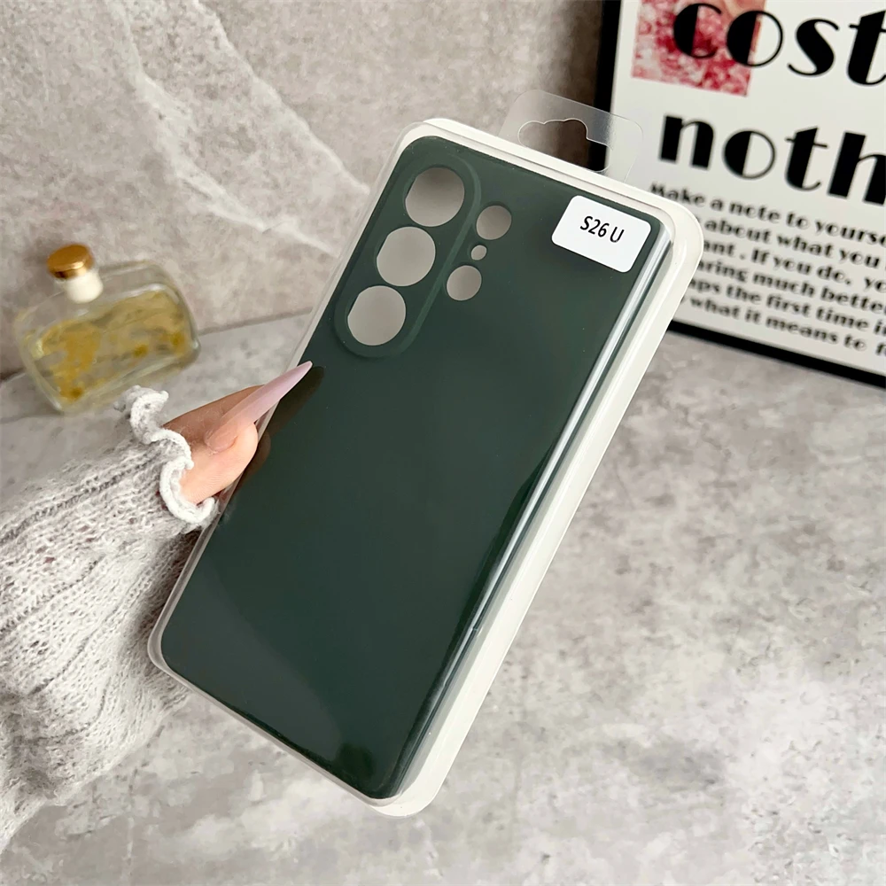 Solid Color Liquid Silicone Shockproof Case with Camera Lens Protection and Box