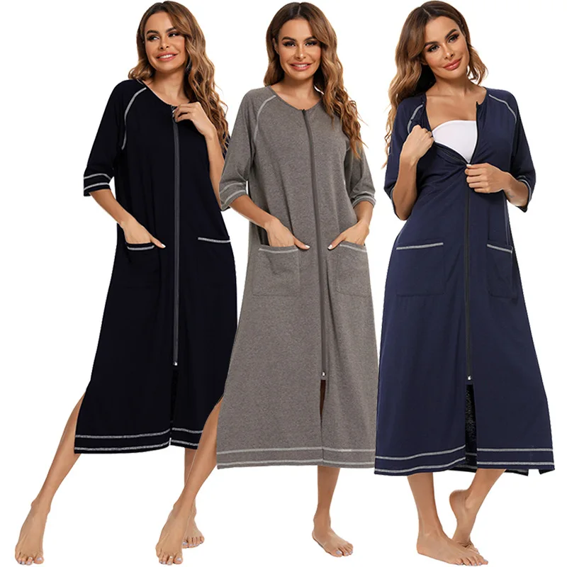 4pcs/Set Maternity Robes＋Baby Swaddling＋Hairband＋Hat 2022 New Long Sleeves  Women's Pajamas Nursing Childbirth Pregnancy Clothes