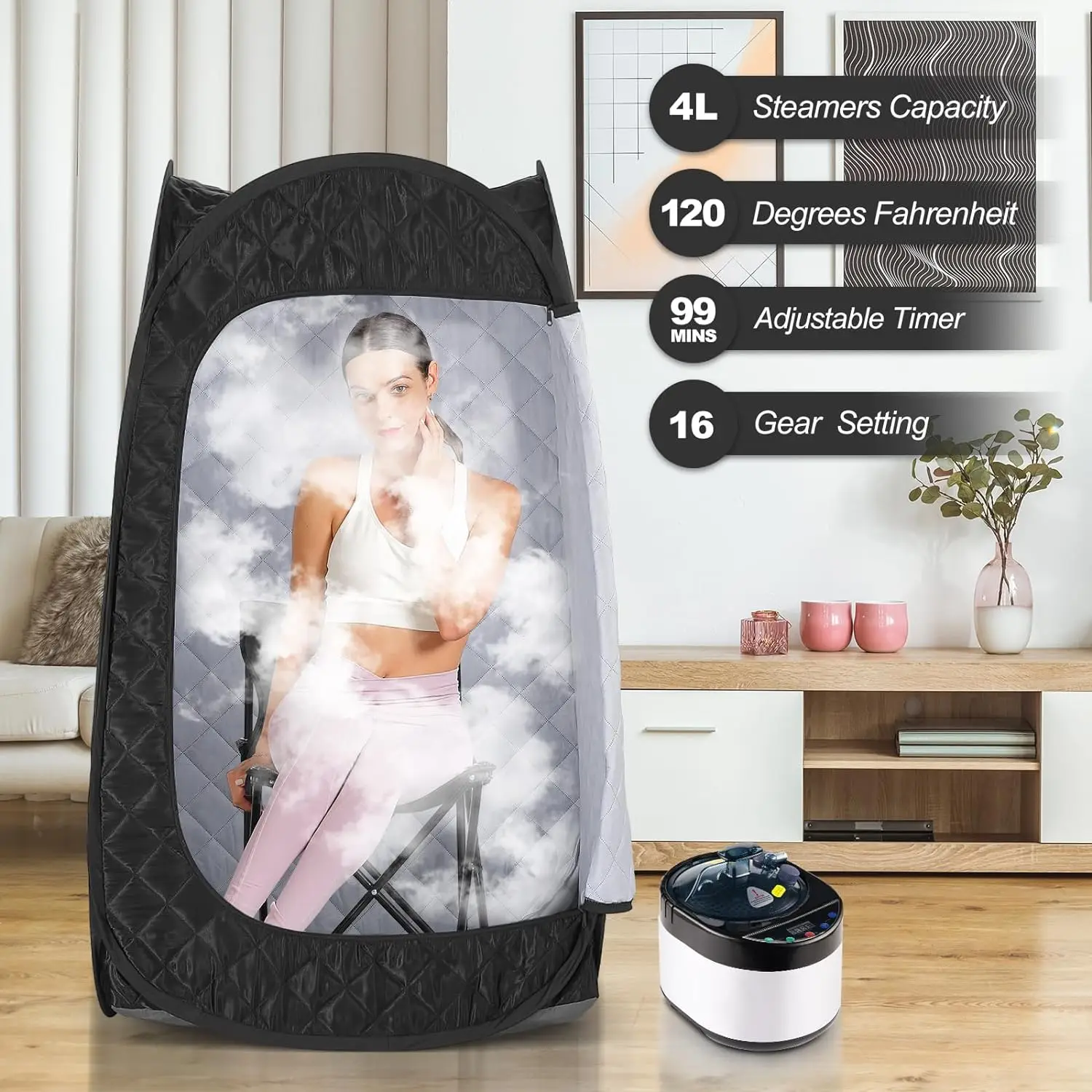 Portable Sauna Steam Sauna Full Body Newly Upgraded Large Space Sauna Quick-Folding Sauna Spa Tent Includes 4L Steamer 3