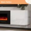 Floating Fireplace TV Stand Wall Mounted 40 "electric Fireplace Modern LED Lights Media Console Can Play 90" TV White 4