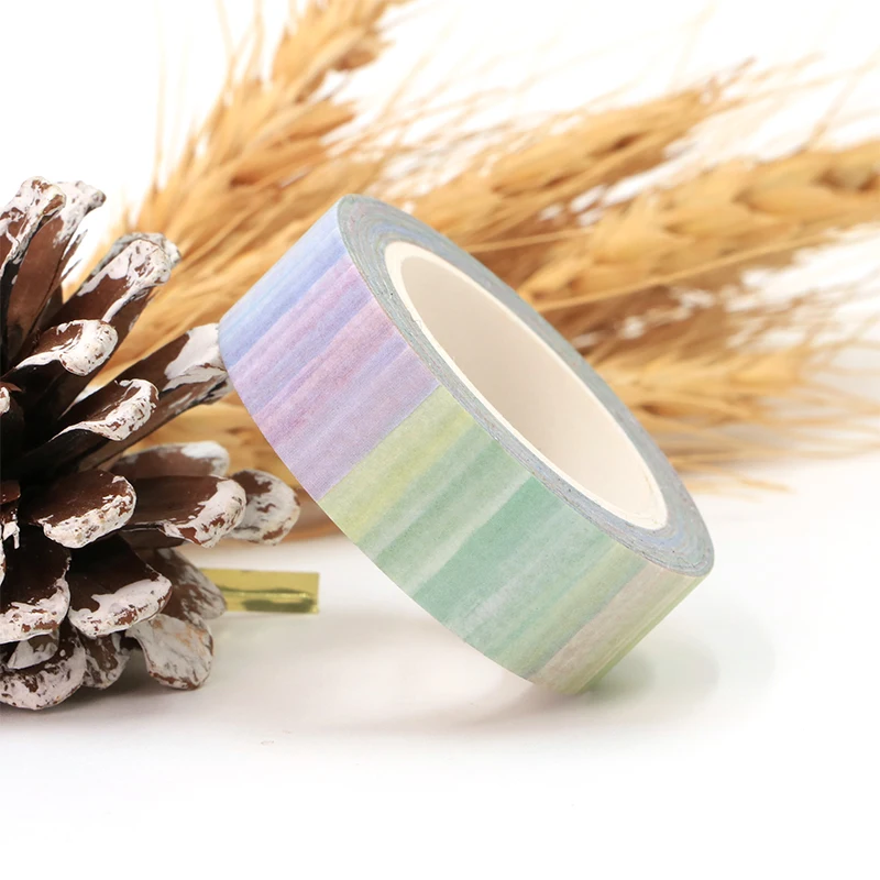 NEW 1PC 10M Cute Watercolor Rainbow Stripes Washi Tape for Scrapbooking Adhesive Decorative Masking Tape Journal Stationery 5