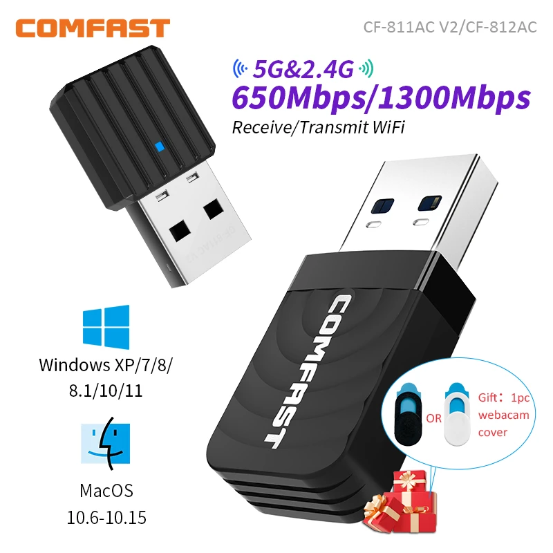 aliexpress.com - 650Mbps USB Wifi Adapter 2.4G&5GHz Dual Band 802.11AC Wireless Network Card Wi fi Antenna Wifi Receiver For Laptop Desktop PC