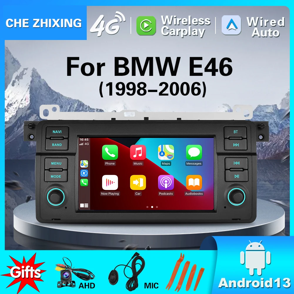 차량용 멀티미디어 플레이어, 안드로이드 13, GPS 라디오, 3 시리즈 BMW E46 M3 318, 320, 325, 330/335, 1998 - 2005 내비게이션, DSP 비디오 4G 