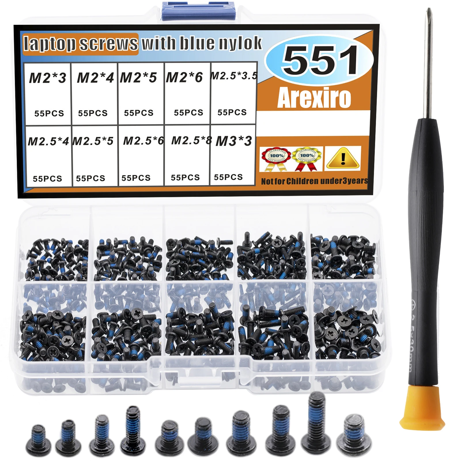 500pcs M2 M2.5 M3 Screw Set Kit, Looseness-proof, Laptop Screws Kit for Repair Computer Electronic HP Dell Lenovo Sony Toshiba