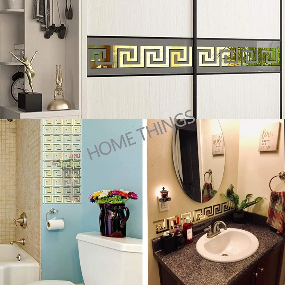 10pcs acrylic self adhesive wall decor sticker mirror for bedroom edge strip corner line building border home office decor wall sticker