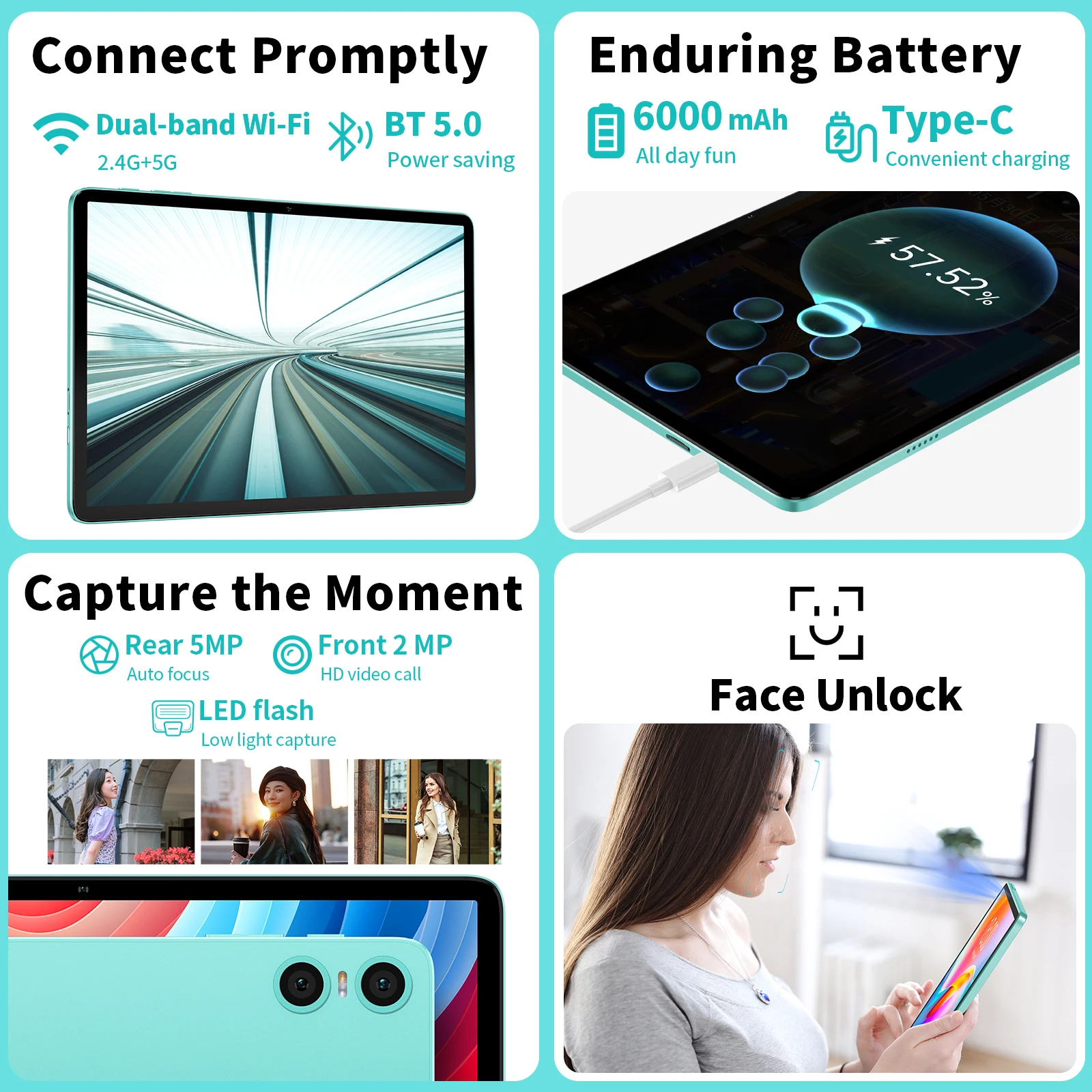 Odea A10 Tablet for Children, Android 14, Widevine L1, 10.1 Inch