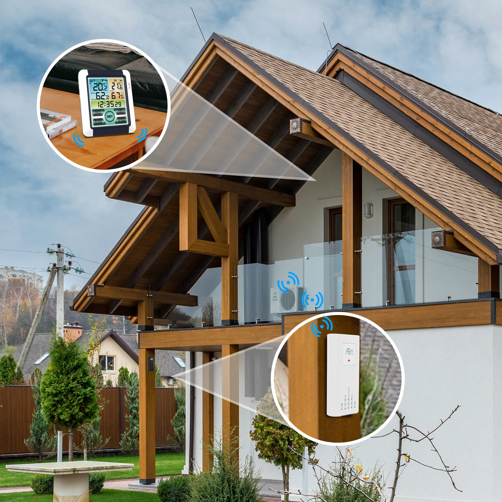 Advanced Wireless Indoor-Outdoor Weather Station with Multi-Sensor Temperature and Humidity Monitoring