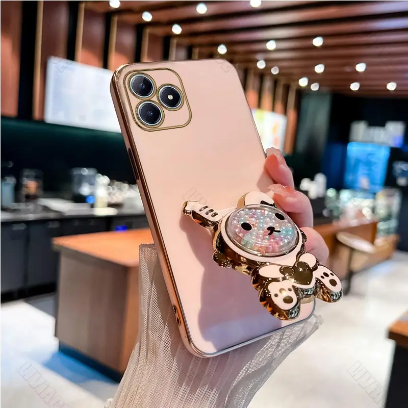 Cute Rabbit Plating Phone Holder Case with Stand Cover