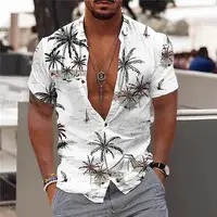 2023 Coconut Tree Shirts For Men 3d Printed Men's Hawaiian Shirt Beach 3xl Short Sleeve Man Blouse Fashion Tops 1