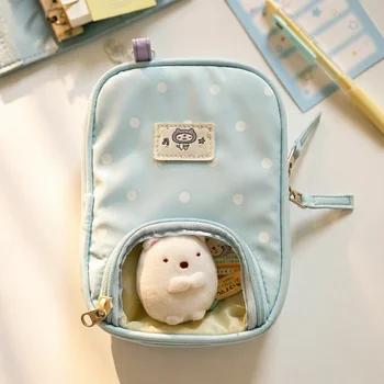 Borsa porta passaporto 1 pezzo, stile giapponese, a pois, con finestra trasparente, portafoglio da viaggio compatto per tour in città
