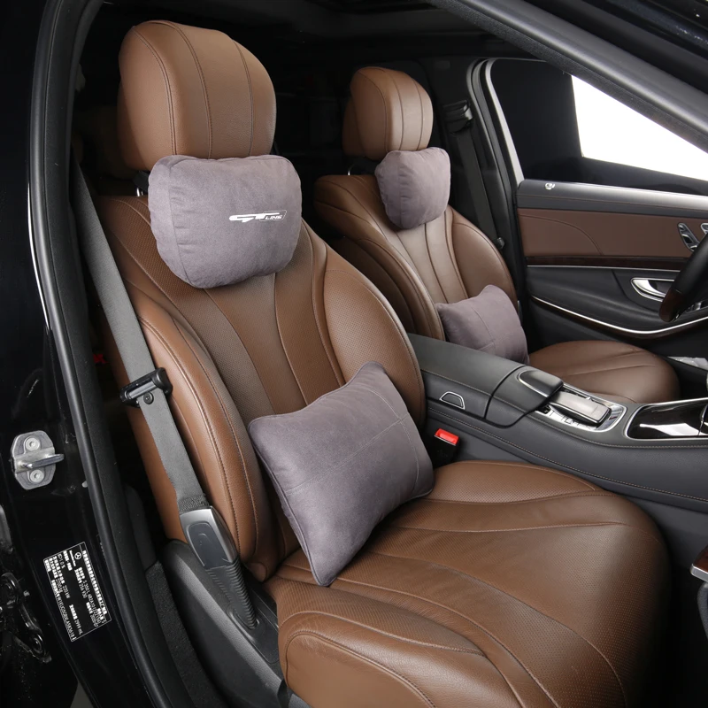 High-Grade Suede Car Headrest Neck Support Seat Soft Neck Pillow for Kia Gt Gtline 2015 Car Interior Accessories