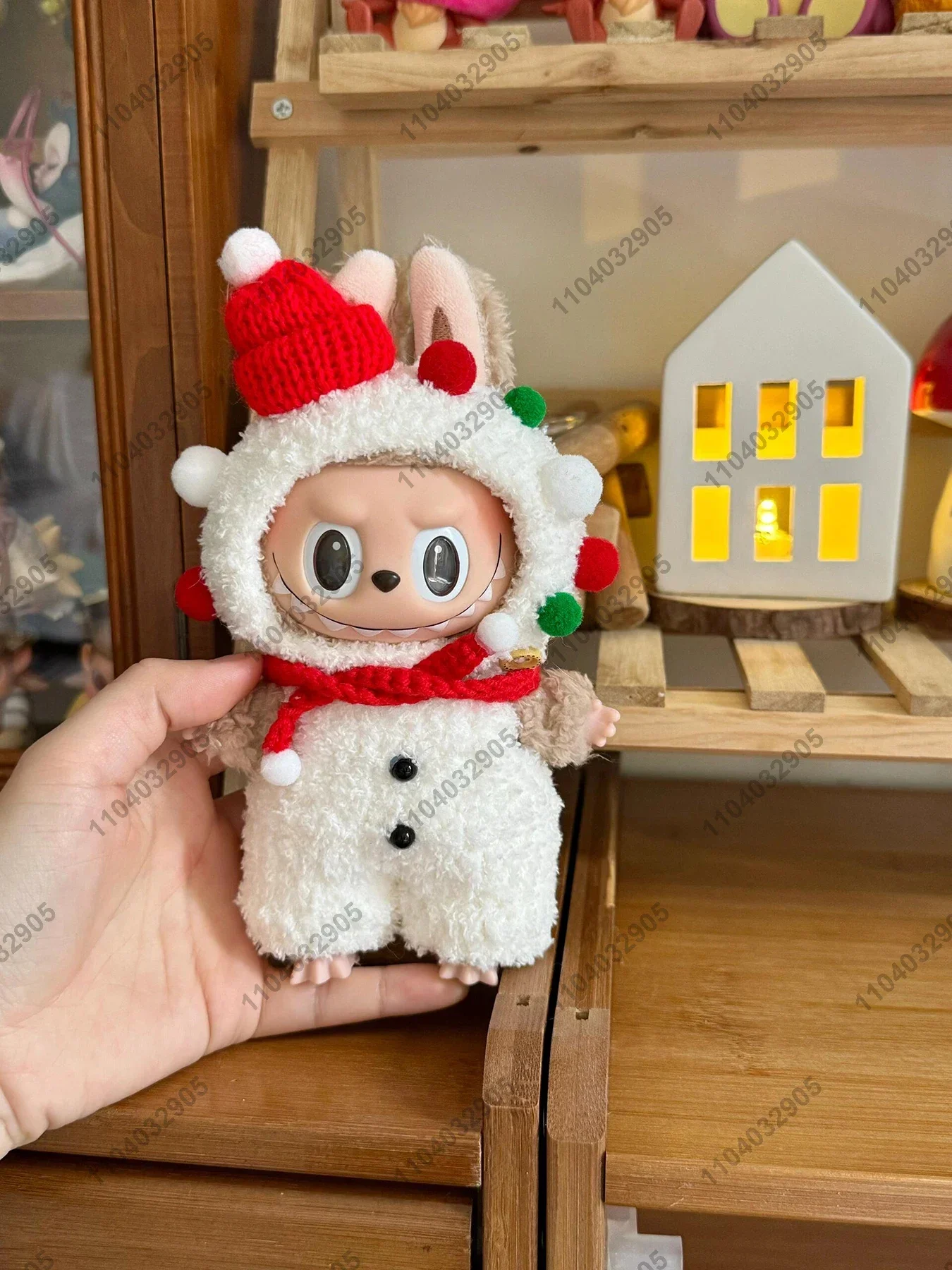 Labubu The Monster Christmas Snowman Costume Doll Clothes Vinyl Plush Doll Original Replica 1:1 Action Figure Bag Charm Pendant