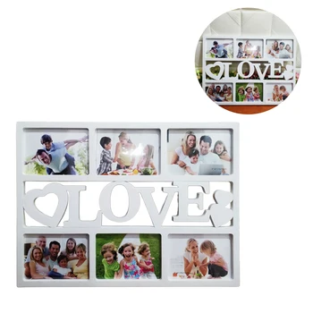 Cornice Creativa a 6 Scomparti per Foto, Decorazione da Parete, Design Familiare con Lettere d'Amore Intrecciate, Cornice Artistica da Parete
