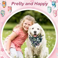 20Pack Flower Floral Dog Bandanas Spring Bee Polyester Triangle Dog Scarf with Flower Patterns for Small Medium Large Dog Pet 3
