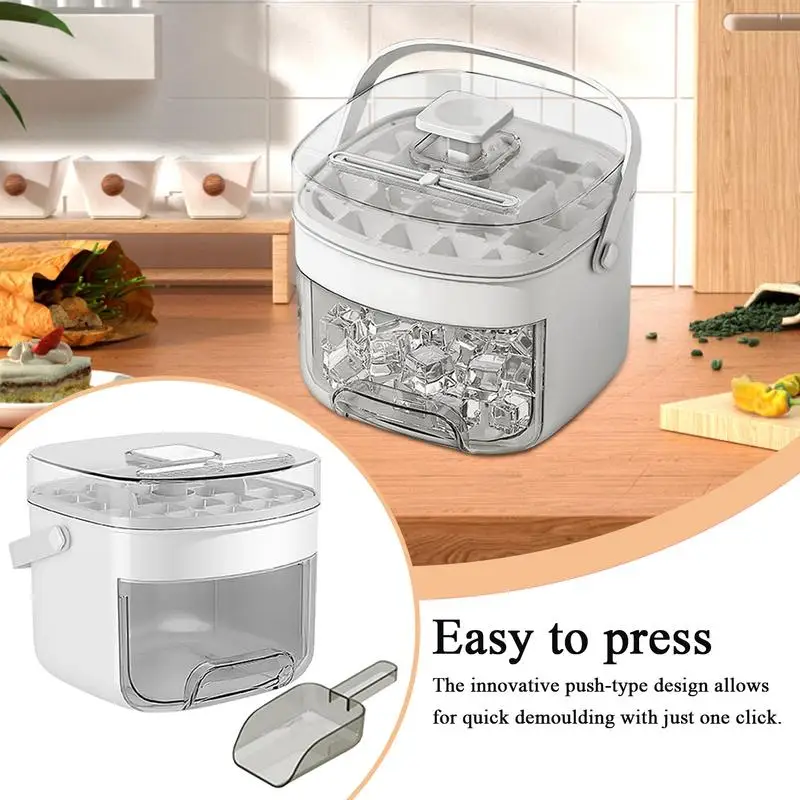 Large Capacity Ice Tray With Lid Chilling Cube Maker Bin Press-Type Design Double-layer Ice Making Tool Kitchen Ice Ball Mold