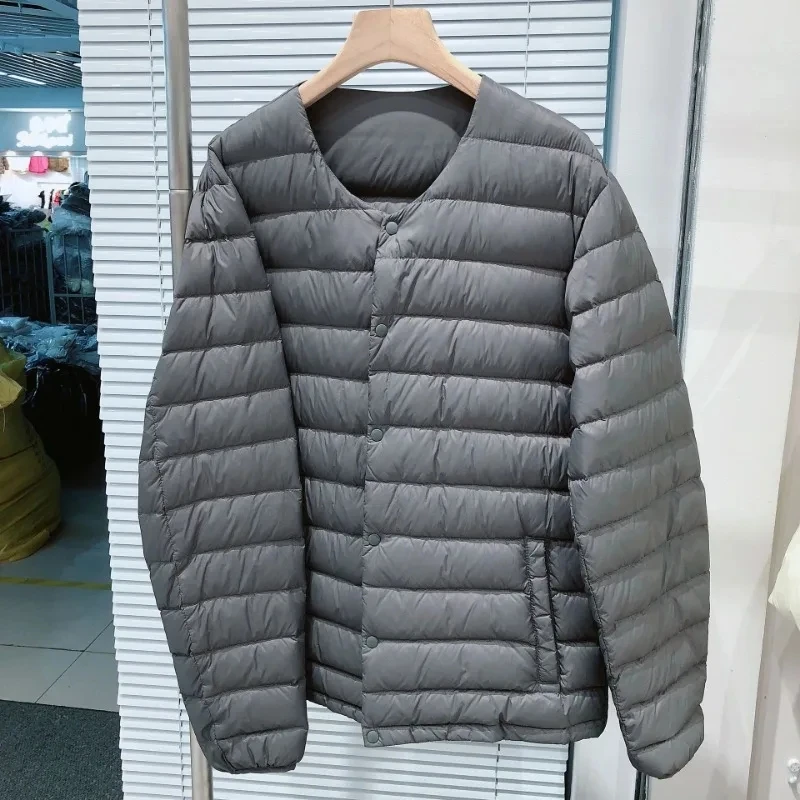Men\'s lightweight white duck down jacket 2024 autumn and winter new styles Foldable men\'s warm liner down jacket