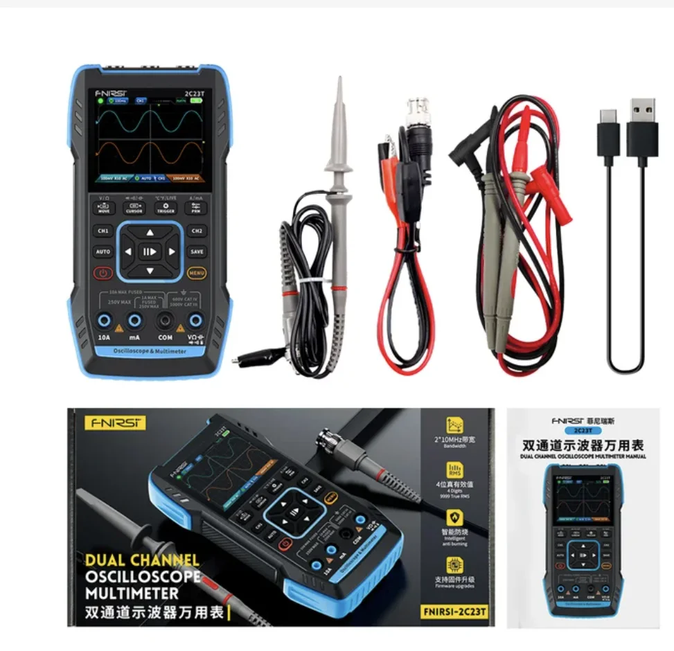 High-Precision 2C23T Handheld Digital Oscilloscope Multimeter + Function Signal Generator 3IN1 Dual Channel 10MHZ*2 50MS/s 6