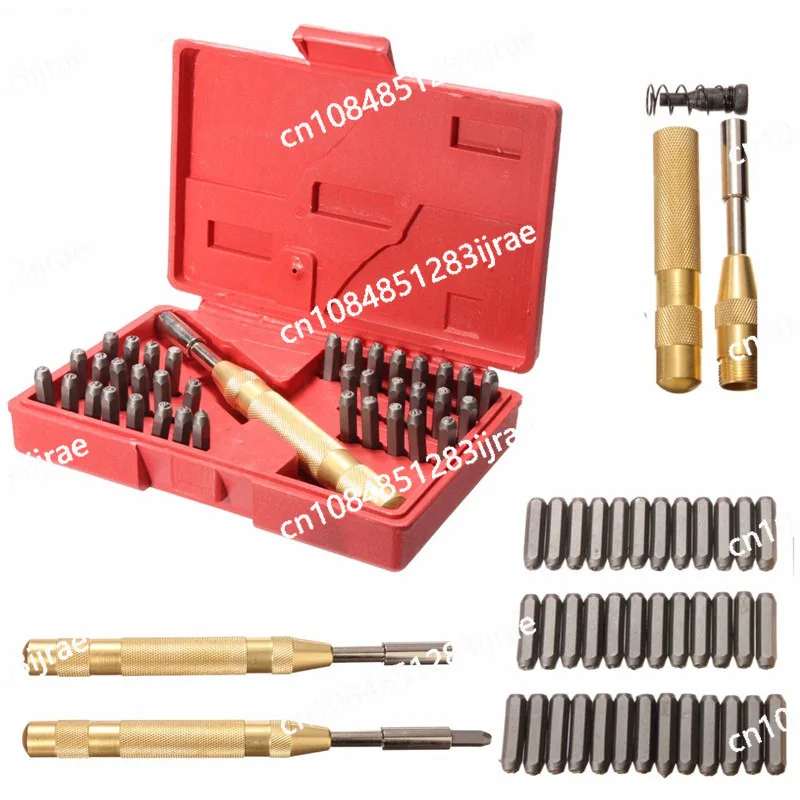 

38Pcs Automatic Letter Number Stamping Metal Punch Stamp Set Tool Kit for Plastics Leather Soft Metal Punch Imprint Stamping Die