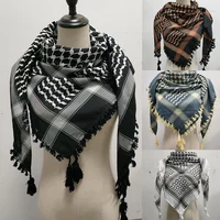 Middle East Adult Cotton Keffiyeh Scarf Wrap Multi Purpose Jacquard Pattern Arabian Muslim Headscarf Adjust Religious Scarf