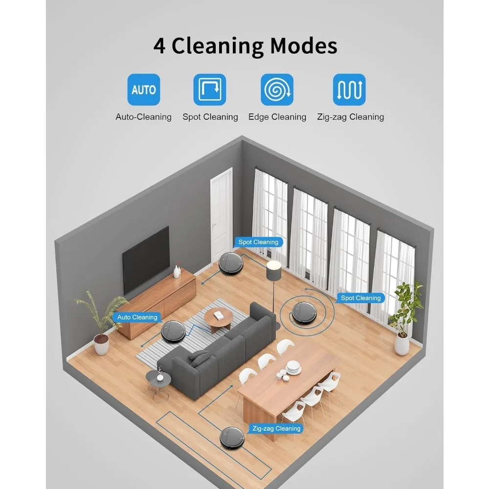 Robot Vacuum and Mop Combo, 2 in 1 Mopping Robot Vacuum Cleaner with Schedule, Wi-Fi/App, 1400Pa Max Suction 4