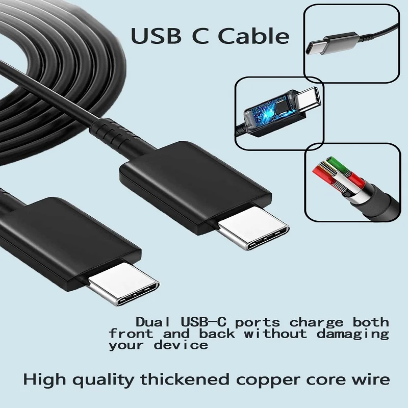 Ultra-Fast 5A PD 45W Dual USB-C Charging Cable